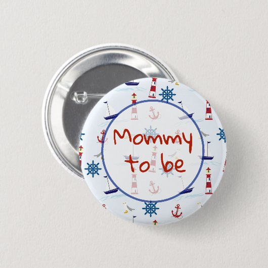 Mama als Nautical Baby Showknopf Button (Vorne & Hinten)