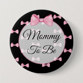 Mama als Pink Bow Baby Showknopf Schwarz Button
