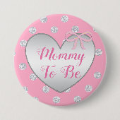 Mama als Pink- und Silver Bow Baby Showknopf Button (Vorderseite)