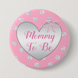Mama als Pink- und Silver Bow Baby Showknopf Button