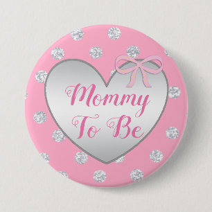Mama als Pink- und Silver Bow Baby Showknopf Button