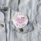 Mama als rosa und silberne Babydusche Button (Beispiel)