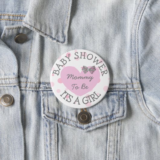 Mama als rosa und silberne Babydusche Button (Beispiel)