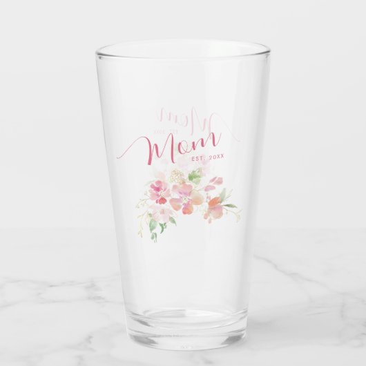 Mama als Wasserfarbe für Rosa Blütenfarbe Glas (Rückseite)