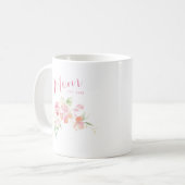 Mama als Wasserfarbe für Rosa Blütenfarbe Kaffeetasse (Vorderseite Links)