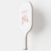 Mama als Wasserfarbe für Rosa Blütenfarbe Pickleball Schläger (Links)