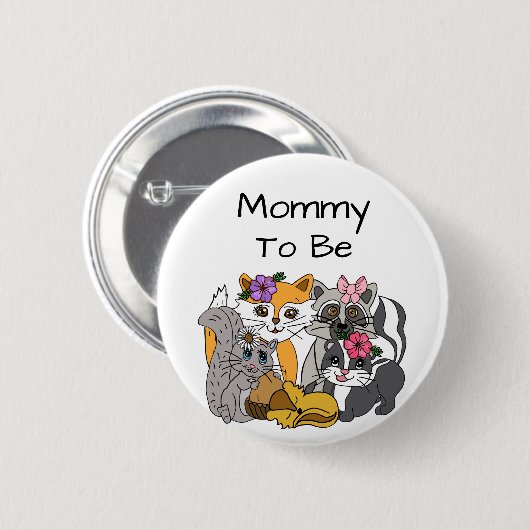 Mama als Woodland Forest Animals Baby Dusche Button (Vorne & Hinten)