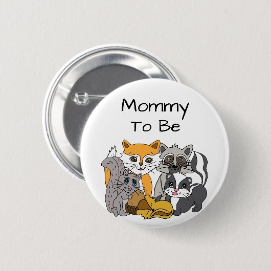 Mama als Woodland Forest Animals Baby Dusche Button (Vorne & Hinten)