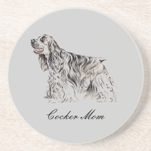 Mama, American Cocker Spaniel Sandstone Untersetze Sandstein Untersetzer (Vorne)