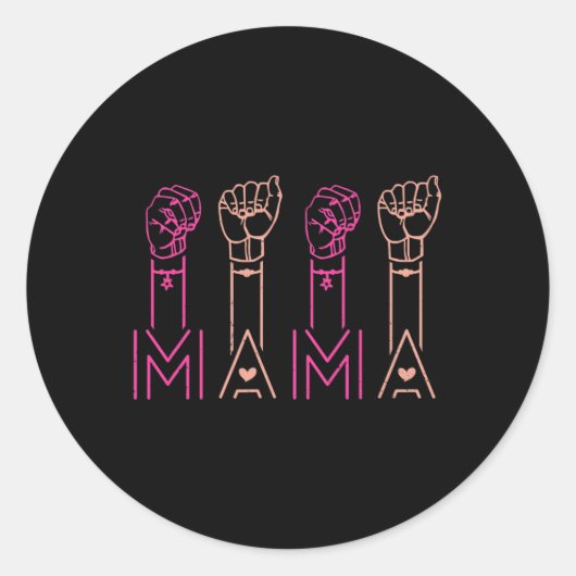 Mama American Sign Language Deaf Awareness Support Runder Aufkleber (Vorderseite)