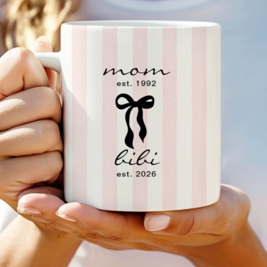 Mama an Bibi Mug Rosa Bogen Streifen Kaffeetasse