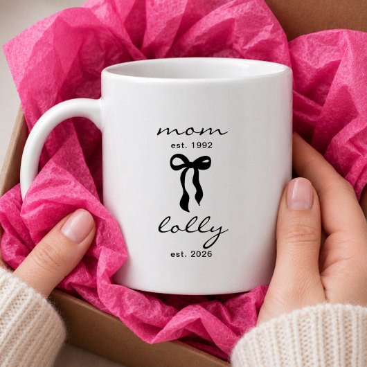 Mama an Lolly Mug Pink Bow Stripes Kaffeetasse