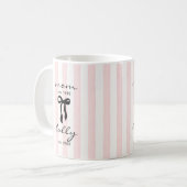 Mama an Lolly Mug Pink Bow Stripes Kaffeetasse (Vorderseite Links)