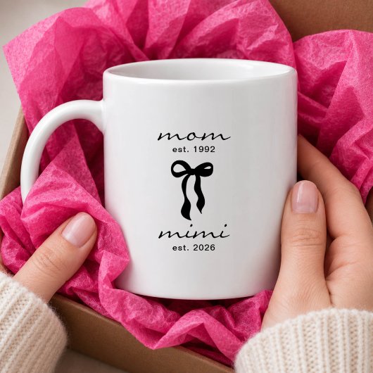 Mama an Mimi Mug Rosa Bogen Streifen Kaffeetasse