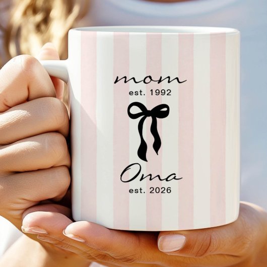 Mama an Oma Tasse Rosa Bogen Streifen