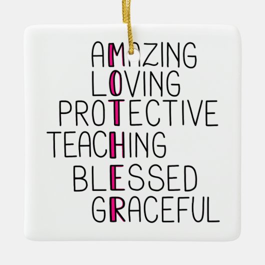 Mama Anagram Phantastisch lieben Schutzmutter Keramikornament (Vorderseite)