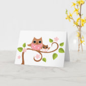 Mama and Baby Owls Karte (Gelbe Blume)