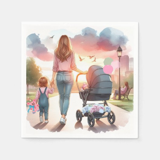 Mama and Children Day in Park Napkins Serviette (Vorderseite)