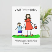 "Mama and Me" Junge Einladung oder Einladung (Brün (Stehend Vorderseite)