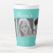 Mama Angels Collage Foto Türkis Weiße Flora Milchtasse (Vorderseite)