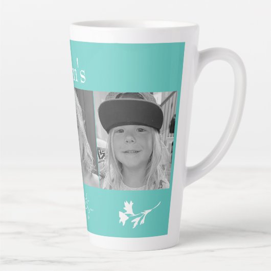 Mama Angels Collage Foto Türkis Weiße Flora Milchtasse (Rechts)