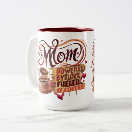Mama — angetrieben durch Liebe, angetrieben durch Zweifarbige Tasse (Vorderseite Links)