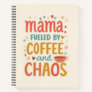 Mama angetrieben von Kaffee und Chaos Lustige Mama Notizblock