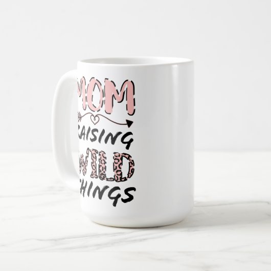 Mama Anheben wilder Dinge Zitat Funny Leopard Prin Kaffeetasse (Vorderseite Links)