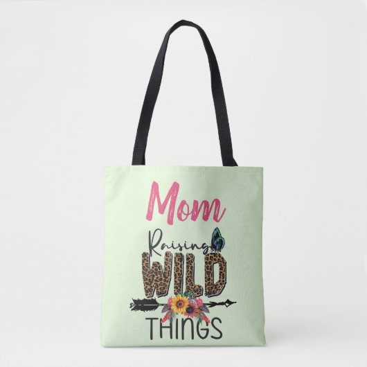 Mama Anheben wilder Dinge Zitat Funny Leopard Prin Tasche (Vorderseite)