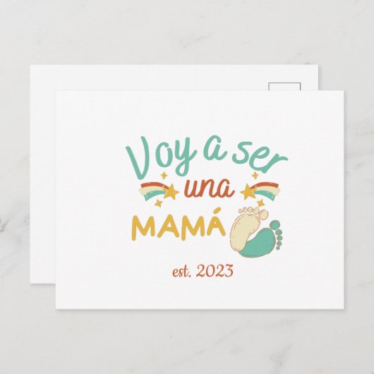 Mamá Anuncio Embarazo Día del Madre Postkarte (Vorne/Hinten)