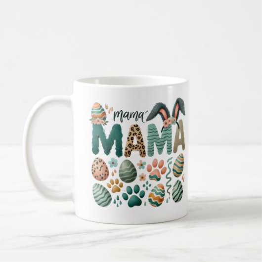 Mama Aquarell farbige Ostereier Kaffeetasse (Links)