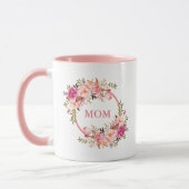Mama Aquarellfarben Blumenrosa Tasse (Links)