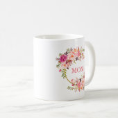 Mama Aquarellfarben Blütenrosa Goldrunde Kaffeetasse (VorderseiteRechts)