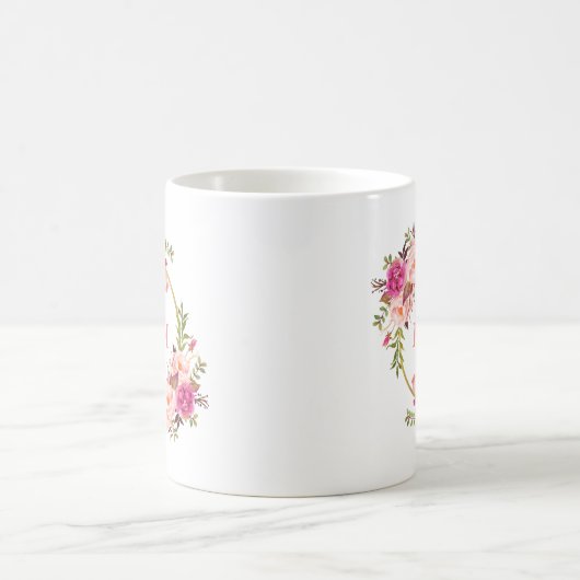 Mama Aquarellfarben Blütenrosa Goldrunde Kaffeetasse (Mittel)