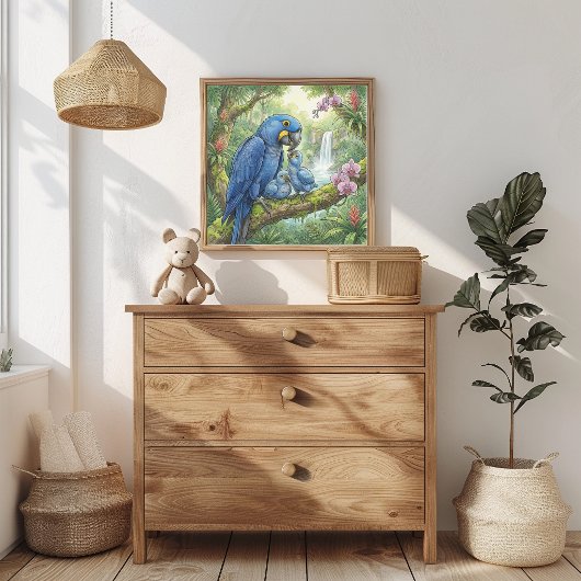Mama Ara und Küken-Kinderzimmer Poster