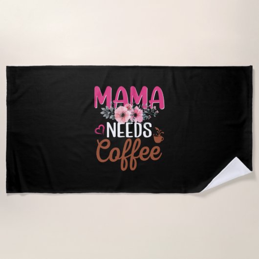 Mama Art Mama braucht Kaffee Strandtuch (Vorderseite)