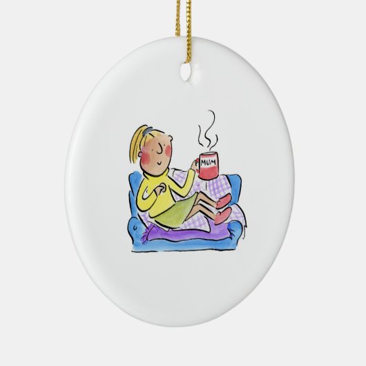 Mama auf dem Sofa Keramik Ornament (Rechts)