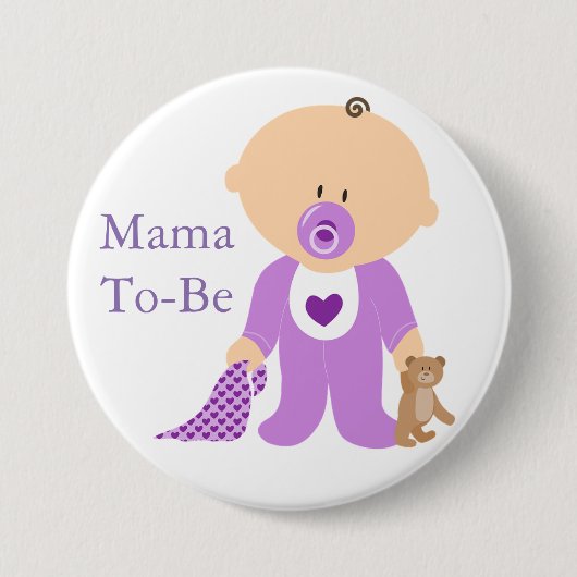 Mama auf Lila Baby-Taste Button (Vorderseite)