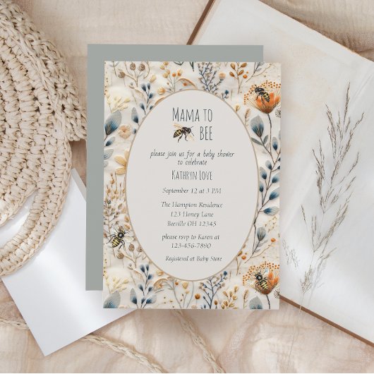 Mama auf staubige blaue Blütendusche Einladung