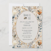 Mama auf staubige blaue Blütendusche Einladung (Vorderseite)