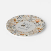 Mama auf staubige blaue Blütendusche Pappteller (Schrägansicht)