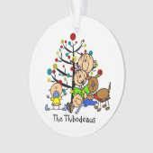 Mama aus Strichmännchen, Kinder, Hunde Akrylverzie Ornament (Vorderseite)