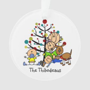 Mama aus Strichmännchen, Kinder, Hunde Akrylverzie Ornament