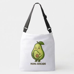 Mama Avocado mit Baby - Niedlicher Cartoon Design Tragetaschen Mit Langen Trägern