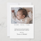 Mama & Bab Foto Baby Status Geburtsankündigung Kar Ankündigung (Rückseite)