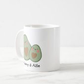 Mama & Baby Avocado , Personalisierte Matchfamilie Kaffeetasse (Vorderseite Links)