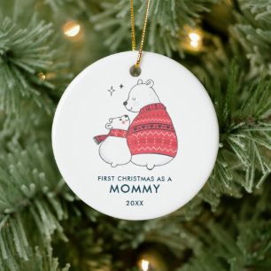 Mama & Baby Bär Personalisiert 1. Weihnachten als Keramik Ornament