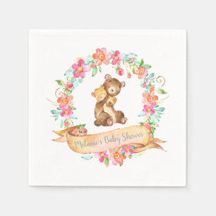 Mama-Baby-Bärn-Waldblumenwreath-Frühlings-Dusche Serviette