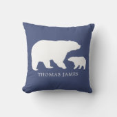 Mama Baby Bear Blue Kissen (Vorderseite)