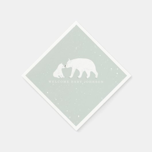 Mama Baby Bear Blue Winter Baby Dusche Serviette (Ecke)